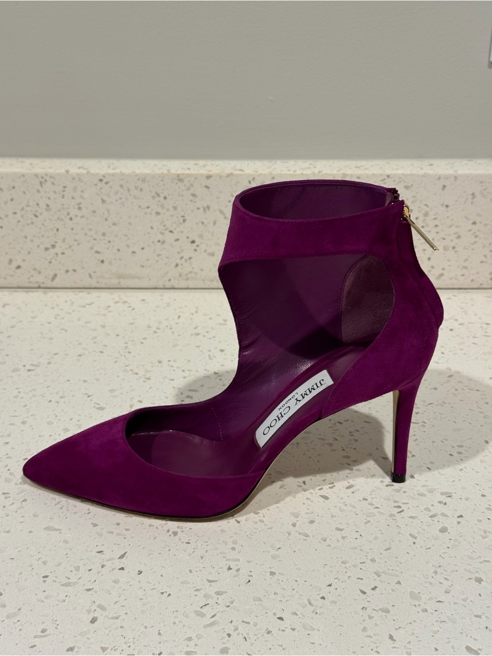 Jimmy Choo Magenta Suede Pointed Toe Flat